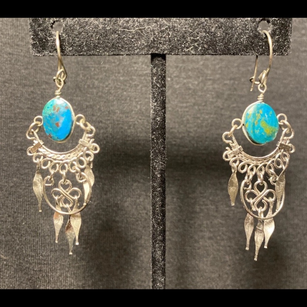 Sterling Silver with Multi-Colored Turquoise Southwest Artisan Earrings